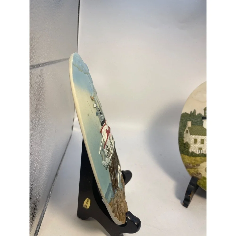 Pair of Vintage‎ Resin Home Oval lighthouse Wall Plaques